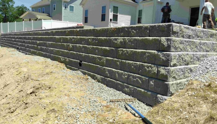 Hoke County Retaining Wall Installed by Cardinal Landscaping. The "Progress Picture"