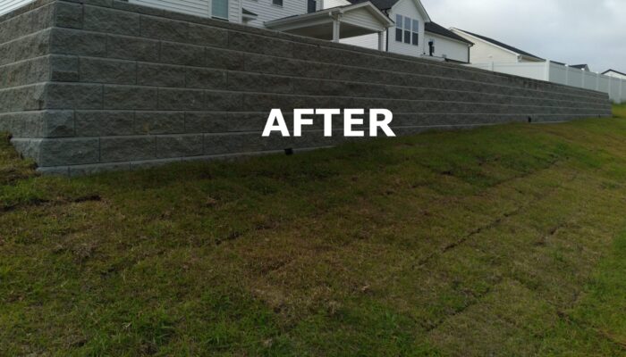 Hardscape Retaining Wall Installed by Cardinal Landscaping. "After Picture"