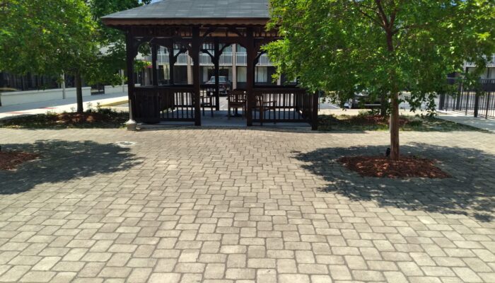 Hardscape Pergola and Pavers in Fayetteville by Cardinal Landscaping